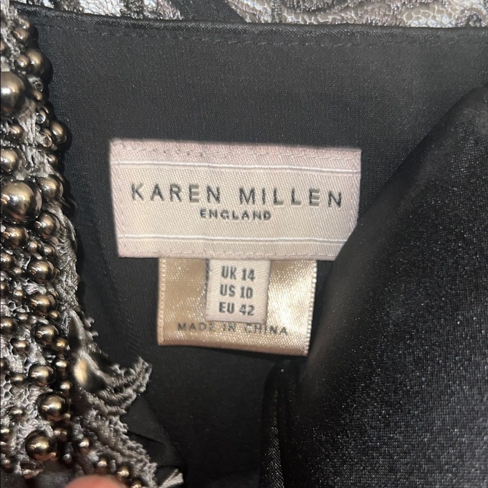 KAREN MILLEN - Elegant Black One-Shoulder satin dress women size 10 - Picture 7 of 7